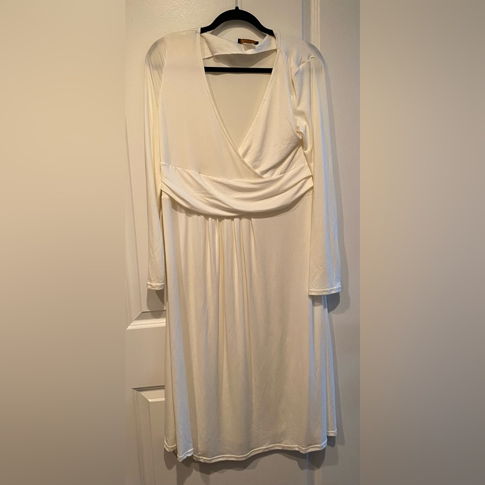 Elegant Cream Wrap Dress